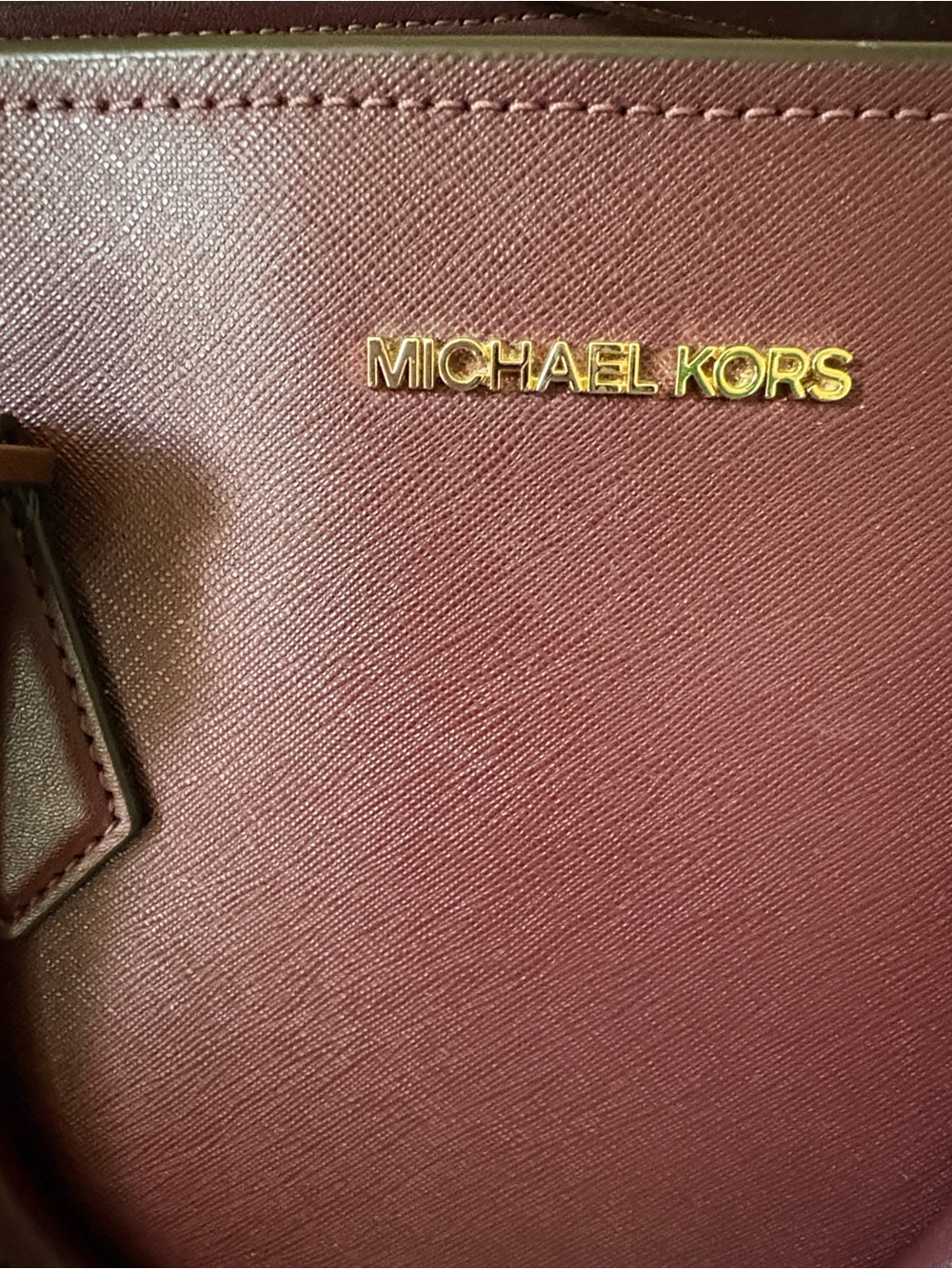 Michael Kors Burgandy  Leather Satchel Style Handbag with Gold Hardware. - Picture 3 of 5
